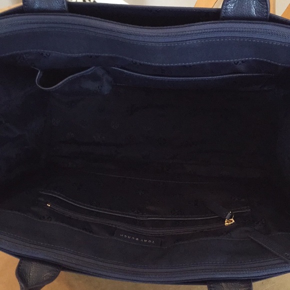 Tory Burch ELLA Leather/Canvas tote, Navy color - Picture 4 of 8